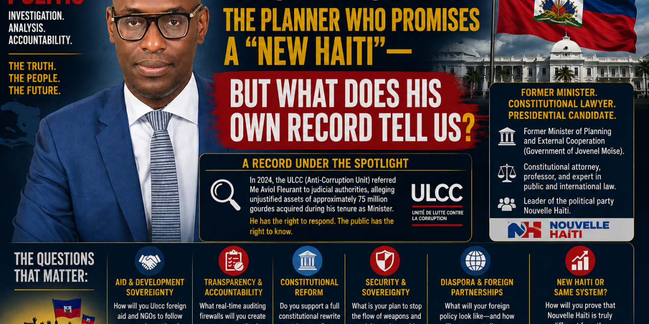 🇭🇹 HAITI POLITIC | INVESTIGATIVE PROFILE – AVIOL FLEURANT: THE PLANNER WHO PROMISES A “NEW HAITI”—BUT WHAT DOES HIS OWN RECORD TELL US?
