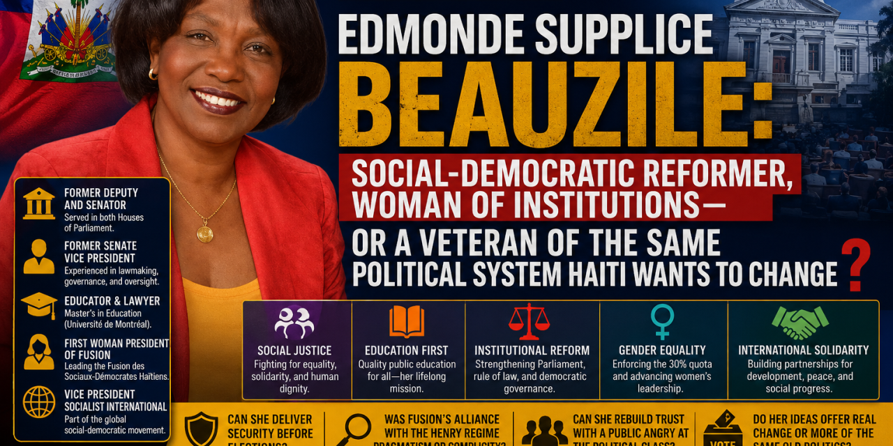 🔎 HAITI POLITIC INVESTIGATION – EDMONDE SUPPLICE BEAUZILE: SOCIAL-DEMOCRATIC REFORMER, WOMAN OF INSTITUTIONS—OR A VETERAN OF THE SAME POLITICAL SYSTEM HAITI WANTS TO CHANGE?