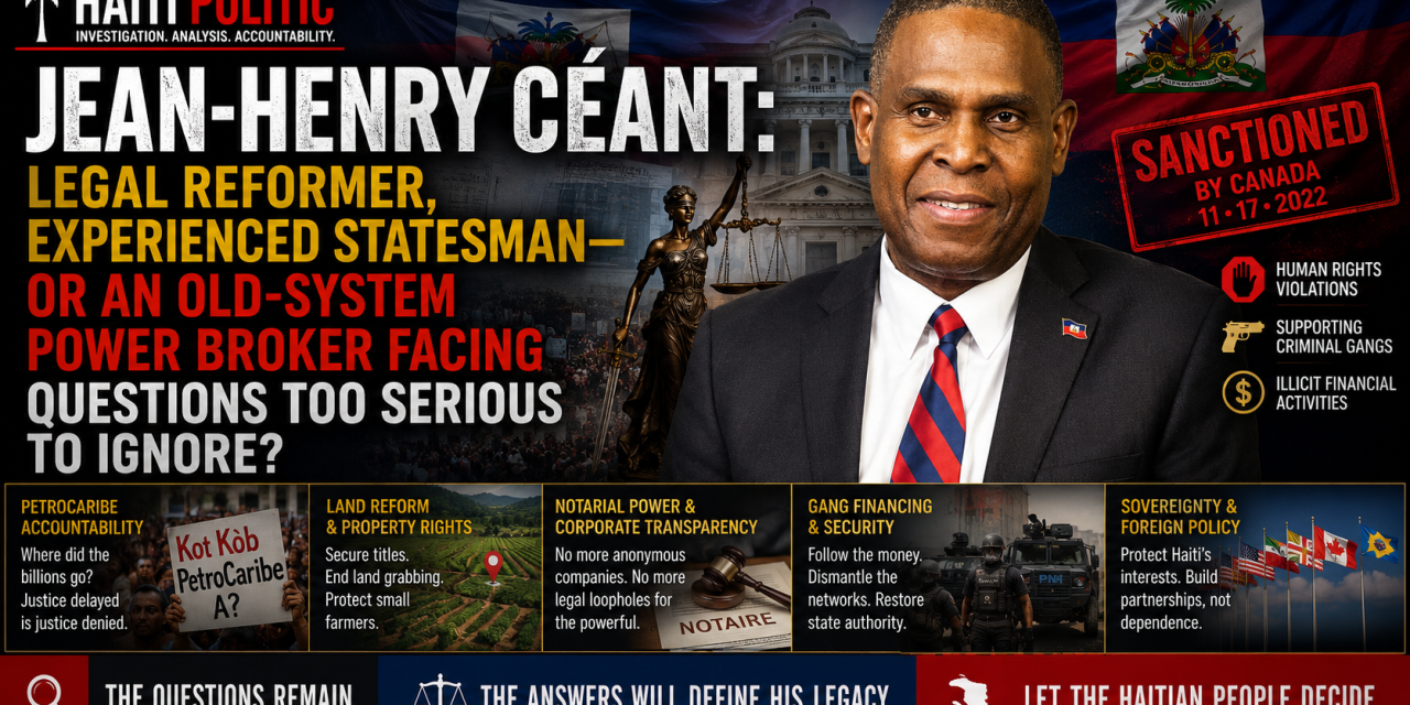 🔎 HAITI POLITIC INVESTIGATION | JEAN-HENRY CÉANT: LEGAL REFORMER, EXPERIENCED STATESMAN—OR AN OLD-SYSTEM POWER BROKER FACING QUESTIONS TOO SERIOUS TO IGNORE?