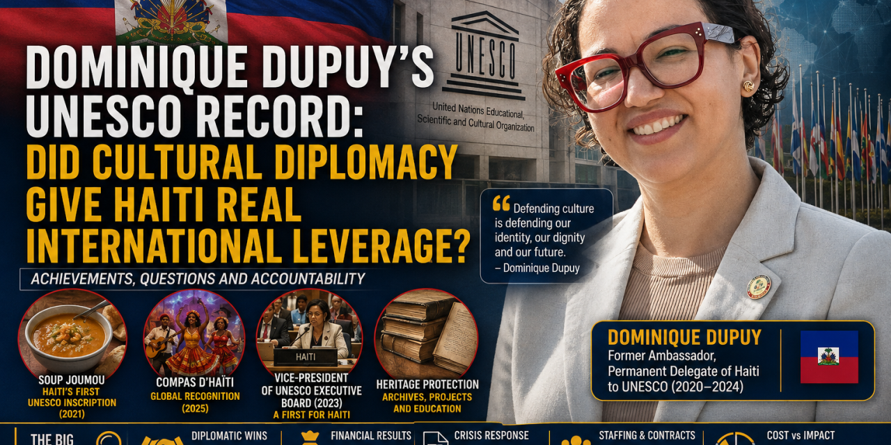 🔎 INVESTIGATION | DOMINIQUE DUPUY’S UNESCO RECORD: DID CULTURAL DIPLOMACY GIVE HAITI REAL INTERNATIONAL LEVERAGE?