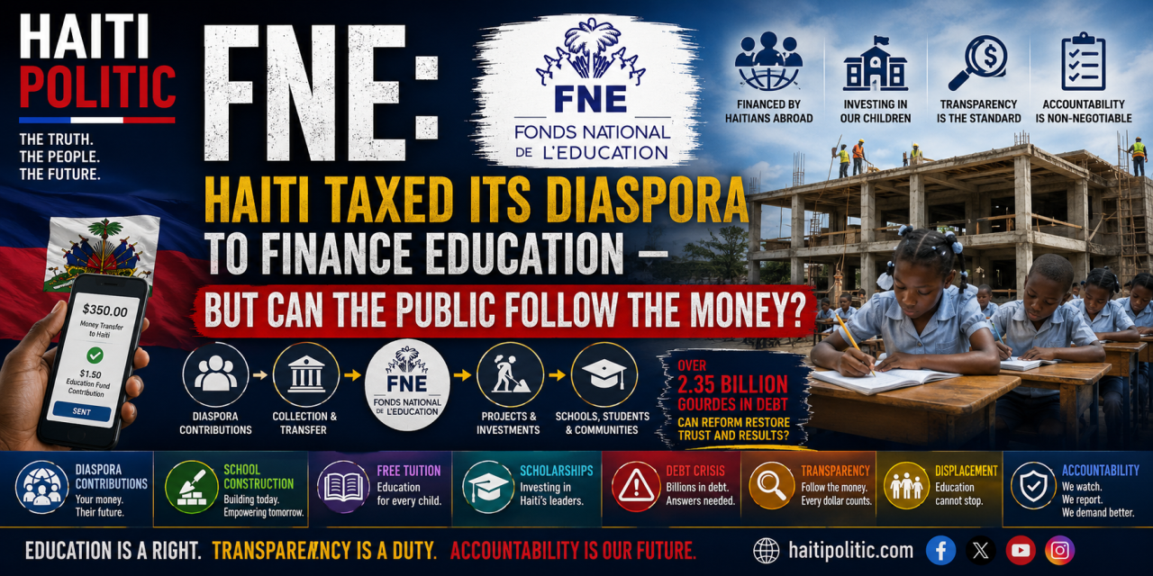 FNE: HAITI TAXED ITS DIASPORA TO FINANCE EDUCATION — BUT CAN THE PUBLIC FOLLOW THE MONEY?
