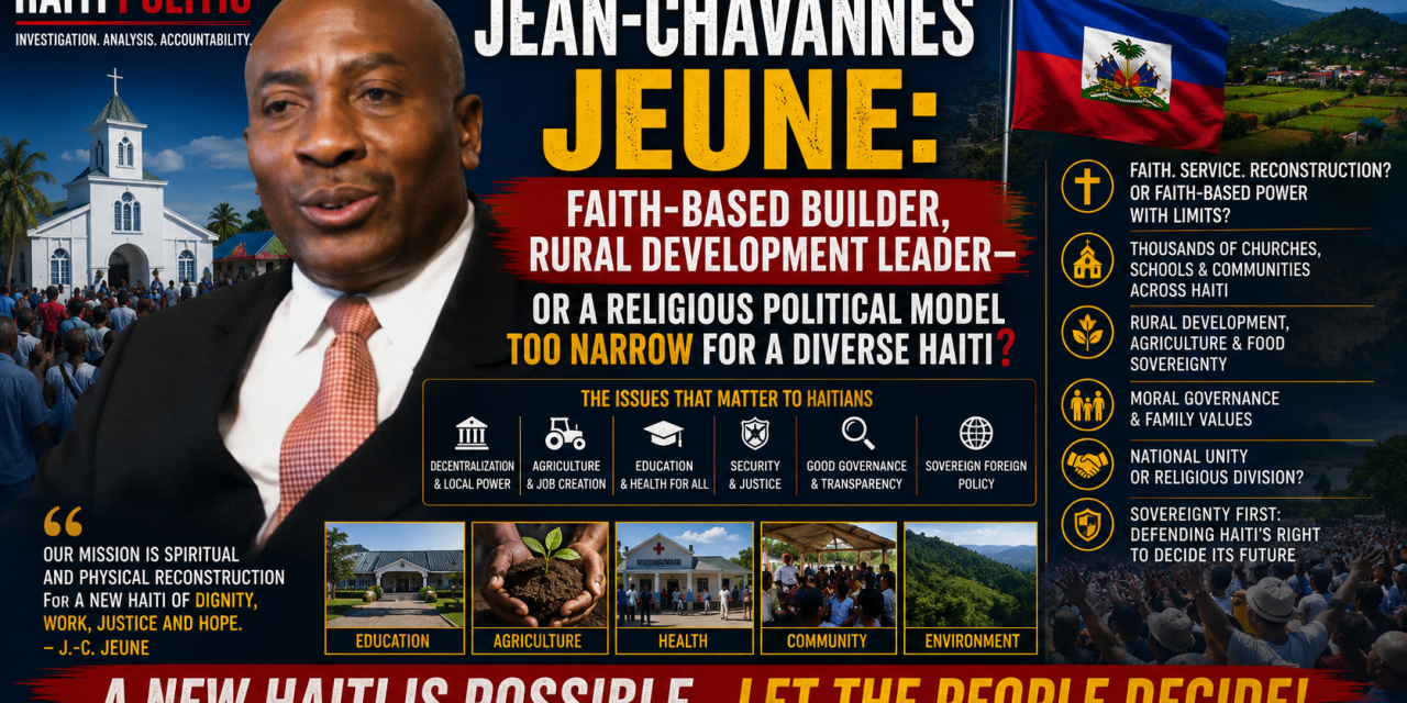 🇭🇹 HAITI POLITIC | INVESTIGATIVE PROFILE – JEAN-CHAVANNES JEUNE: FAITH-BASED BUILDER, RURAL DEVELOPMENT LEADER—OR A RELIGIOUS POLITICAL MODEL TOO NARROW FOR A DIVERSE HAITI?