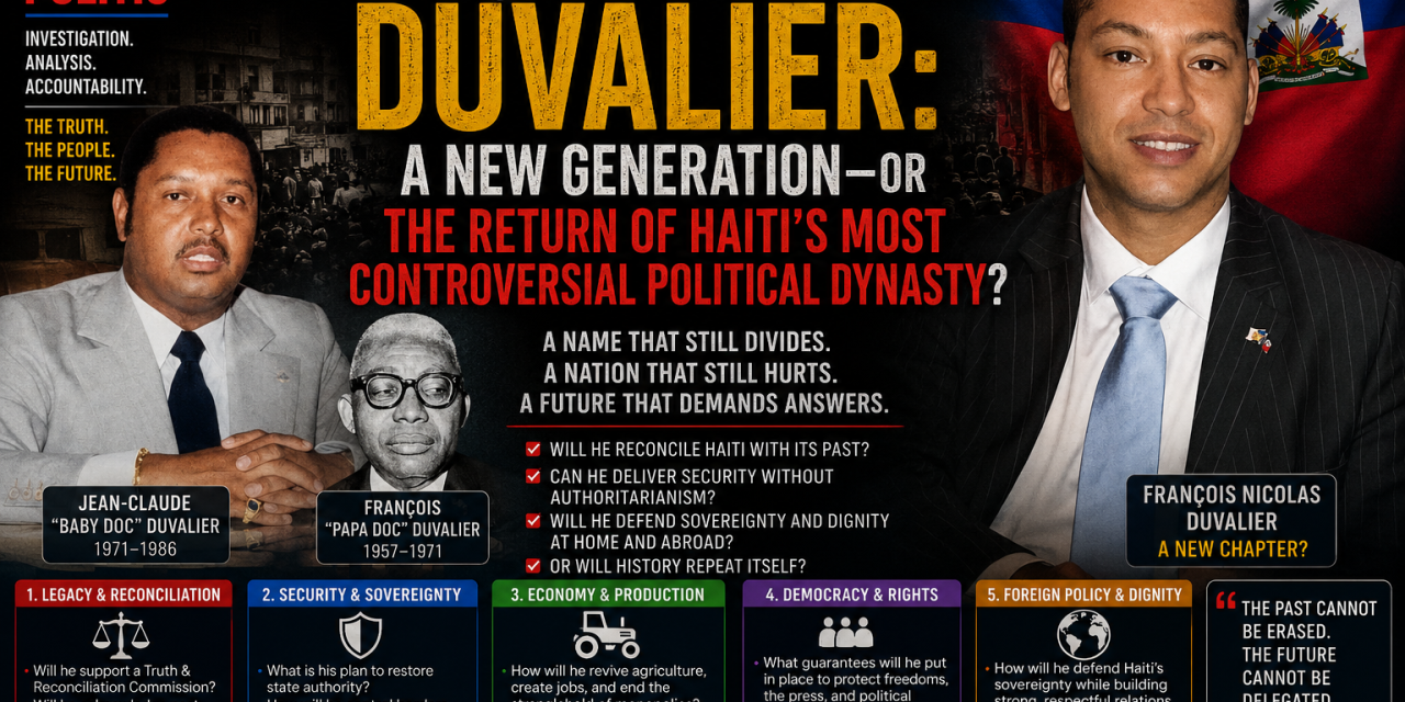🇭🇹 HAITI POLITIC – FRANÇOIS NICOLAS DUVALIER: A NEW GENERATION—or THE RETURN OF HAITI’S MOST CONTROVERSIAL POLITICAL DYNASTY?