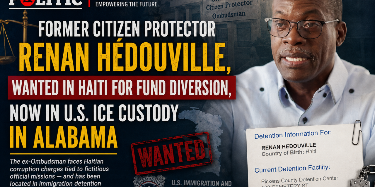 Former Citizen Protector Renan Hédouville, Wanted in Haiti for Fund Diversion, Now in U.S. ICE Custody in Alabama