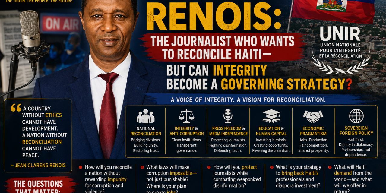 🇭🇹 HAITI POLITIC INVESTIGATION – JEAN CLARENS RENOIS: THE JOURNALIST WHO WANTS TO RECONCILE HAITI—BUT CAN INTEGRITY BECOME A GOVERNING STRATEGY?