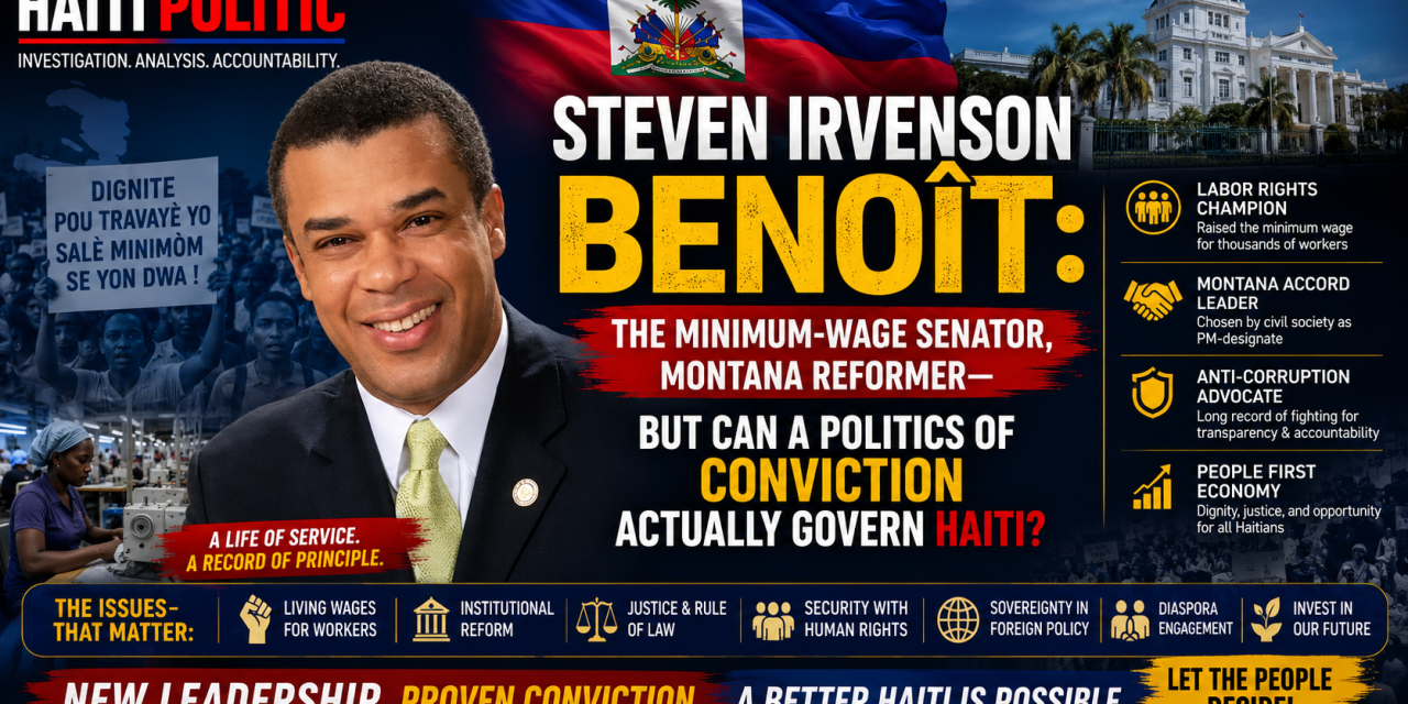 🇭🇹 HAITI POLITIC | INVESTIGATIVE PROFILE – STEVEN IRVENSON BENOÎT: THE MINIMUM-WAGE SENATOR, MONTANA REFORMER—BUT CAN A POLITICS OF CONVICTION ACTUALLY GOVERN HAITI?