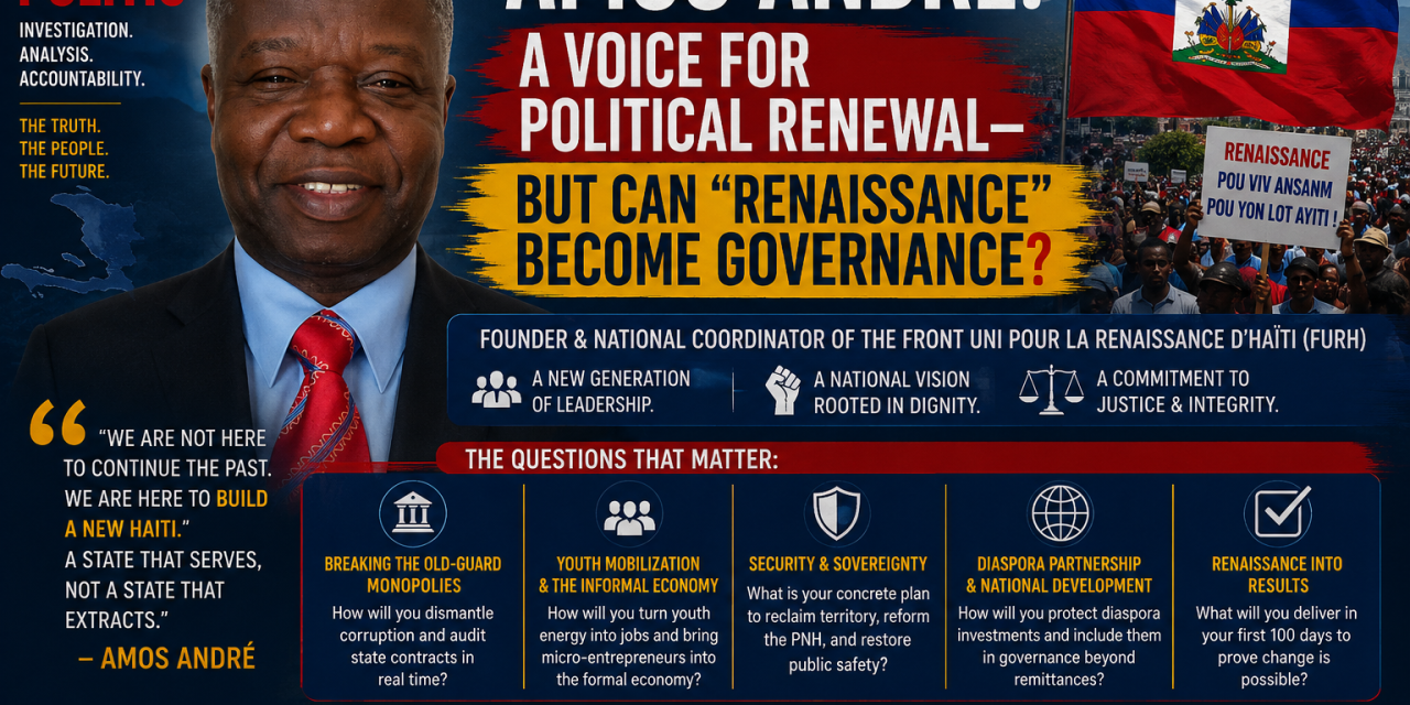 🇭🇹 HAITI POLITIC | INVESTIGATIVE PROFILE – AMOS ANDRÉ: A VOICE FOR POLITICAL RENEWAL—BUT CAN “RENAISSANCE” BECOME GOVERNANCE?