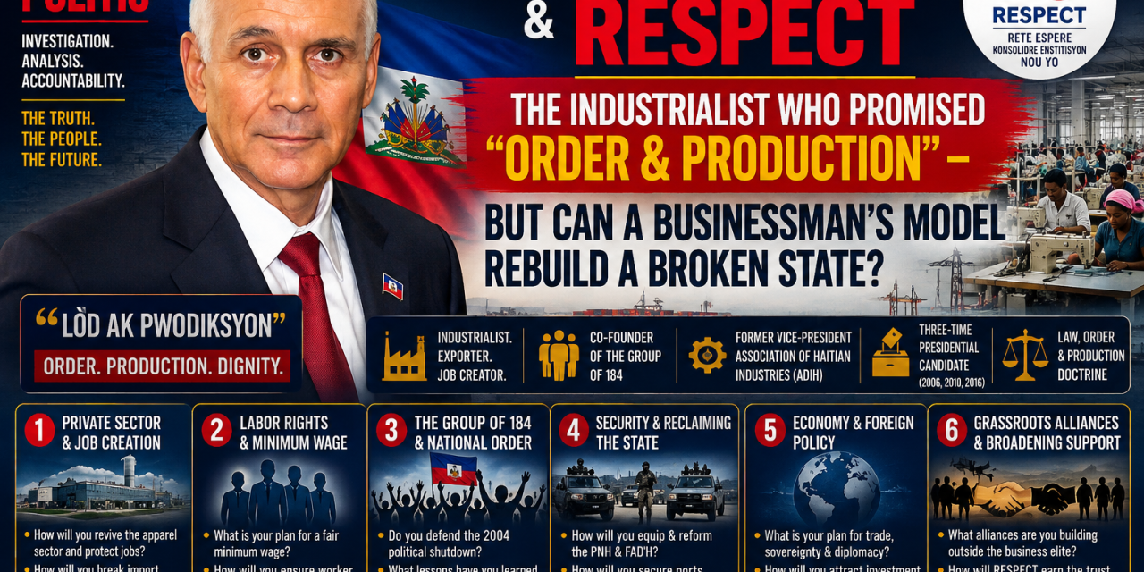 🇭🇹 HAITI POLITIC – CHARLES HENRI BAKER & RESPECT: THE INDUSTRIALIST WHO PROMISED “ORDER & PRODUCTION”—BUT CAN A BUSINESSMAN’S MODEL REBUILD A BROKEN STATE?