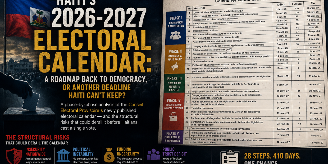Haiti’s 2026-2027 Electoral Calendar: A Roadmap Back to Democracy, or Another Deadline Haiti Can’t Keep?