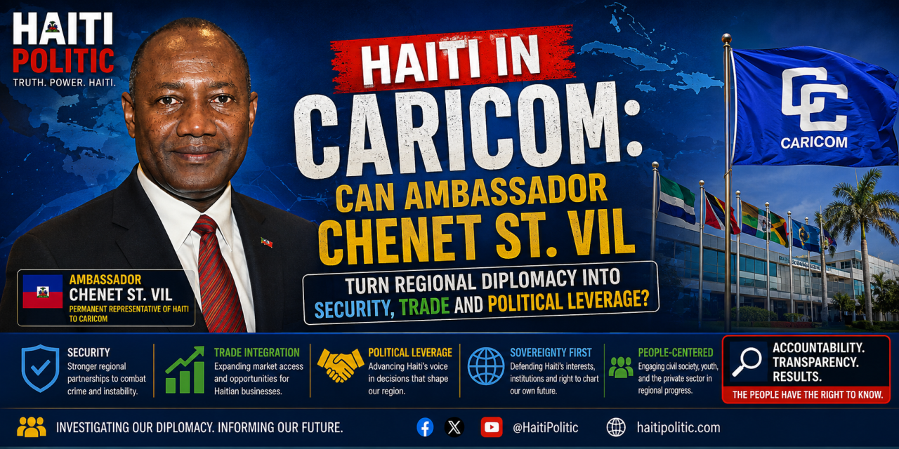 🔎 INVESTIGATION | HAITI IN CARICOM: CAN AMBASSADOR CHENET ST. VIL TURN REGIONAL DIPLOMACY INTO SECURITY, TRADE AND POLITICAL LEVERAGE?