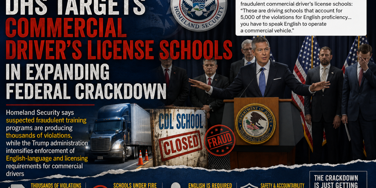 DHS Targets Commercial Driver’s License Schools in Expanding Federal Crackdown