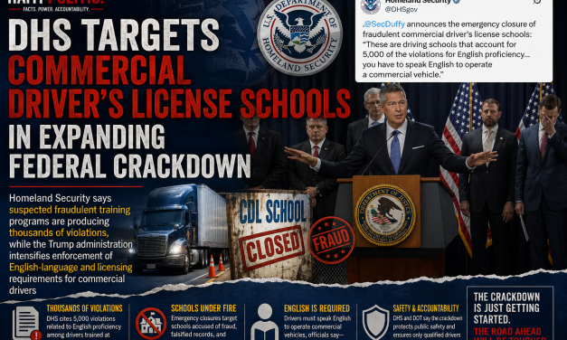 DHS Targets Commercial Driver’s License Schools in Expanding Federal Crackdown