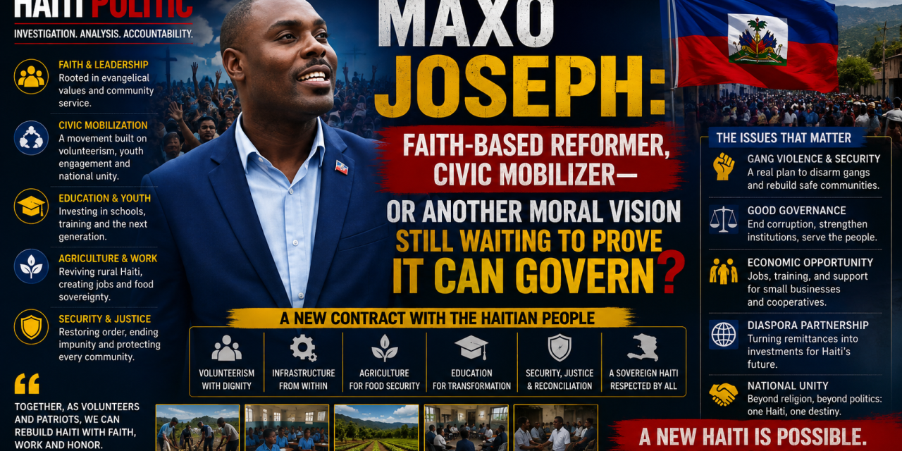 🇭🇹 HAITI POLITIC | INVESTIGATIVE PROFILE – MAXO JOSEPH: FAITH-BASED REFORMER, CIVIC MOBILIZER—OR ANOTHER MORAL VISION STILL WAITING TO PROVE IT CAN GOVERN?