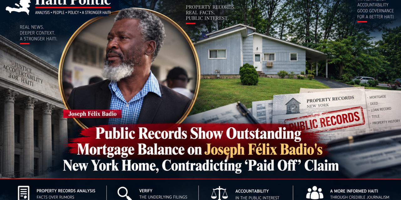 Public Records Show Outstanding Mortgage Balance on Joseph Félix Badio’s New York Home, Contradicting “Paid Off” Claim