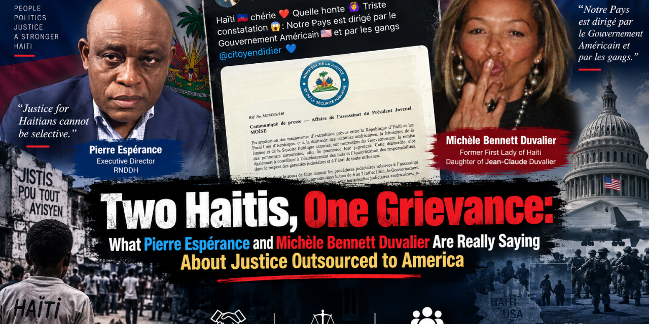 Two Haitis, One Grievance: What Pierre Espérance and Michèle Bennett Duvalier Are Really Saying About Justice Outsourced to America