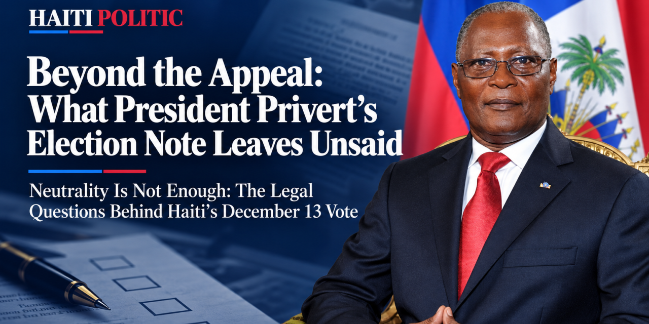 Beyond the Appeal: What President Privert’s Election Note Leaves Unsaid