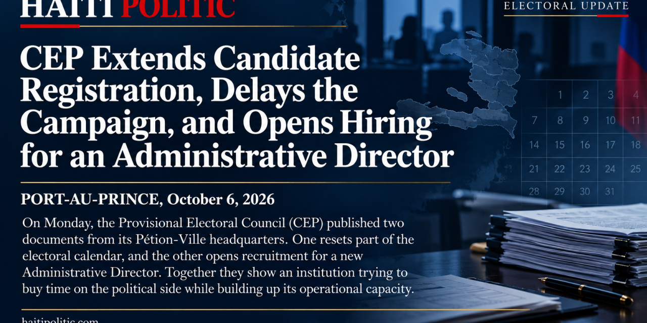 CEP Extends Candidate Registration, Delays the Campaign, and Opens Hiring for an Administrative Director